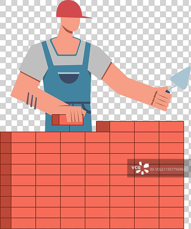 建筑工人卡通扁平风格专业形象图片素材