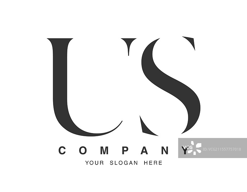 美国字母U和S的衬线字体logo设计图片素材