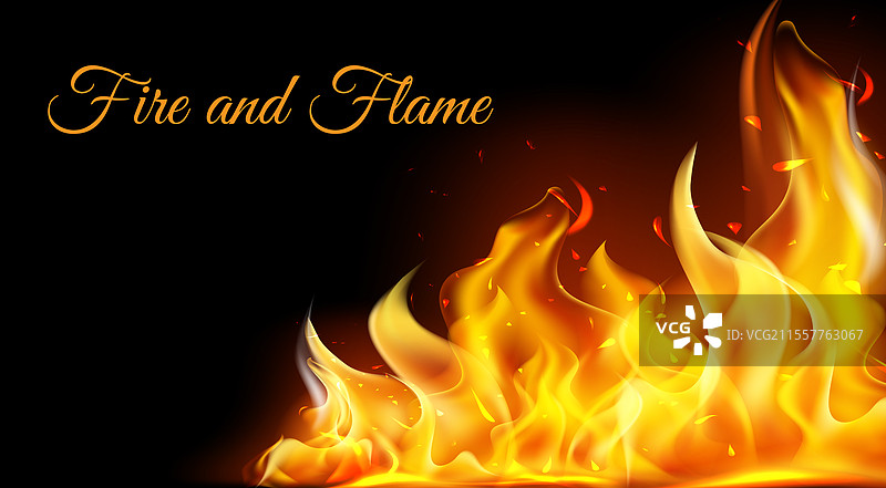 生动的火焰与优雅的书法图片素材
