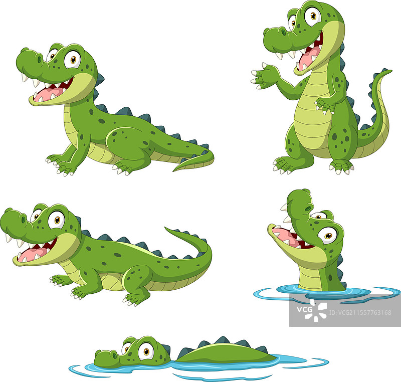 搞笑的卡通鳄鱼系列合集图片素材