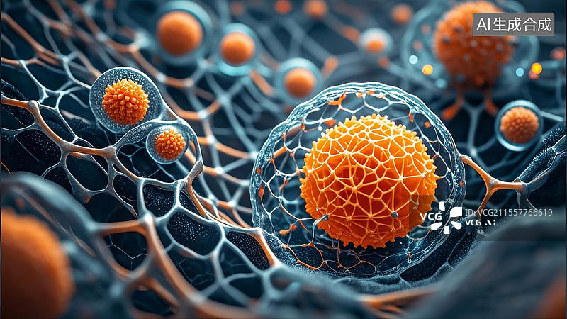 【AI数字艺术】干细胞外基质呈现纤维状结构图片素材