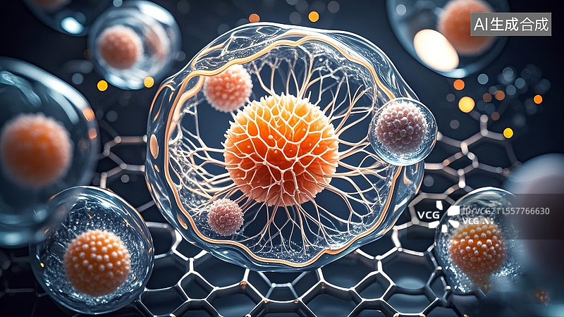 【AI数字艺术】干细胞外基质呈现纤维状结构图片素材