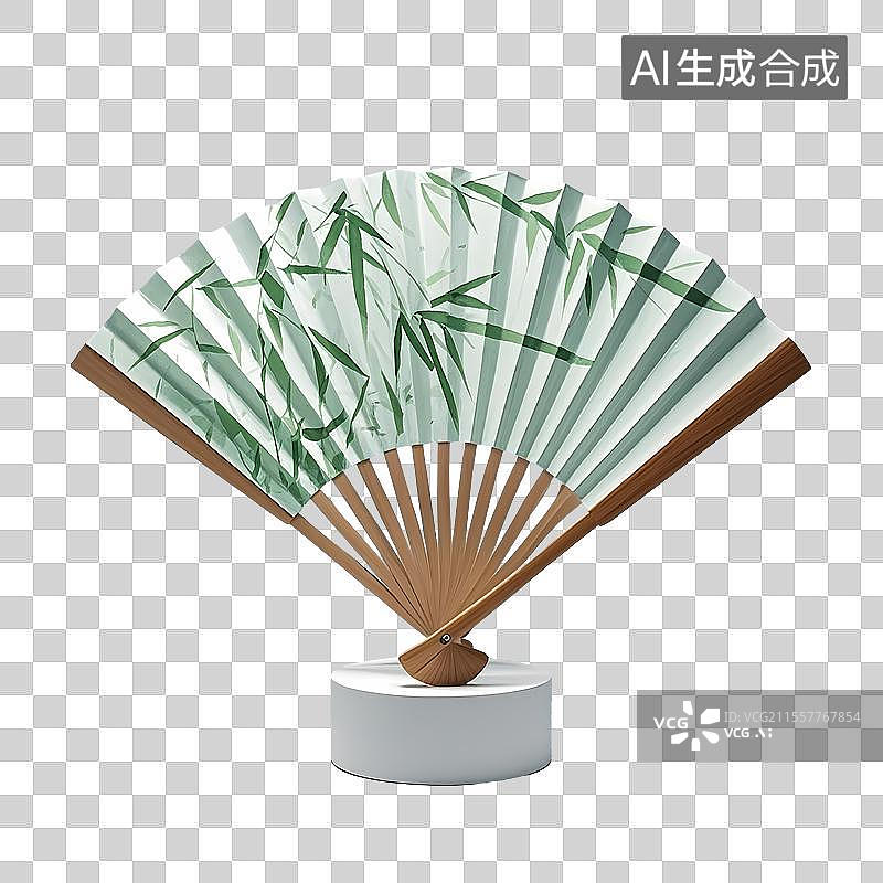 【AI数字艺术】3d竹影绘扇古风雅致展韵味图片素材