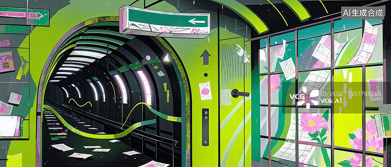 【AI数字艺术】未来迷失通道：悬浮日历与算法推荐，数字眩晕中的时间贫困与机遇焦虑图片素材