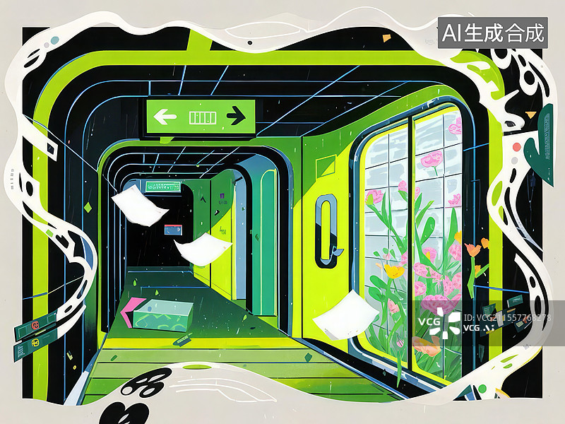 【AI数字艺术】未来迷失通道：悬浮日历与算法推荐，数字眩晕中的时间贫困与机遇焦虑图片素材