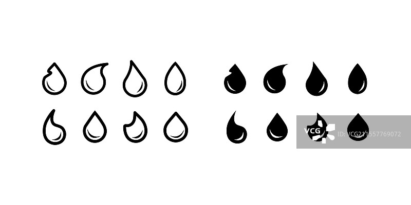 水滴形状图标集 血液图标符号图片素材
