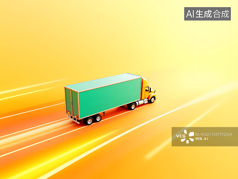 【AI数字艺术】高速公路行驶的卡车插画图片素材