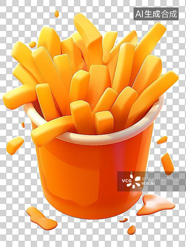 【AI数字艺术】满满一杯诱人的金黄薯条图片素材