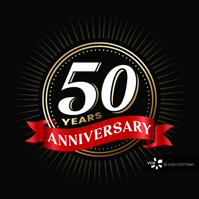 50周年纪念徽标设计与丝带图片素材