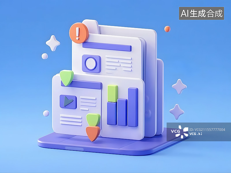 【AI数字艺术】3D媒体数据图标与报告图图片素材