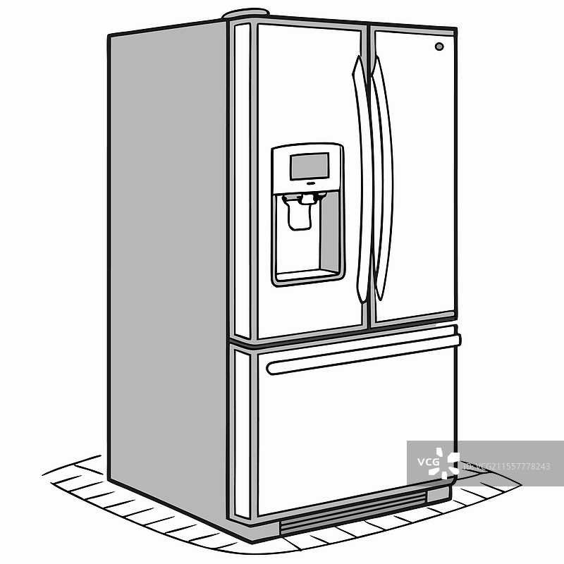 带冰水机的双开门冰箱图片素材