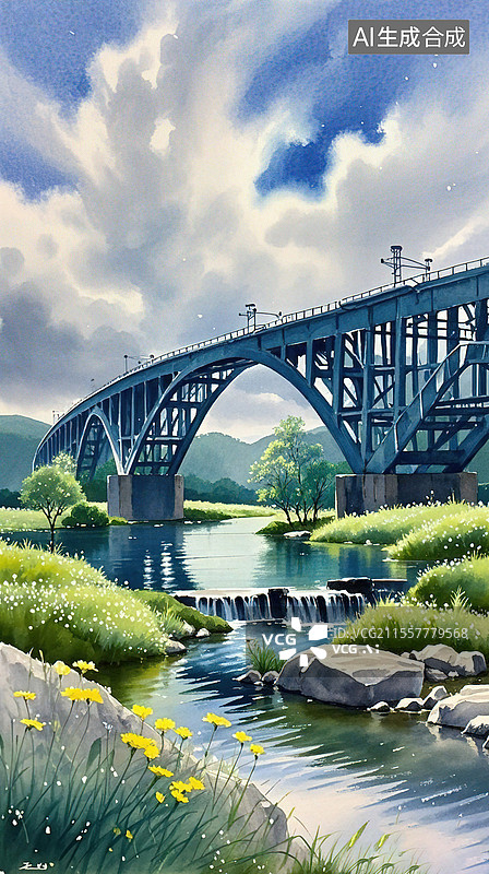 【AI数字艺术】清明时节南水北调工程图片素材