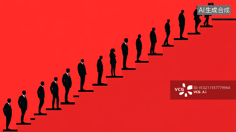 【AI数字艺术】众人拾级而上迈向成功巅峰图片素材