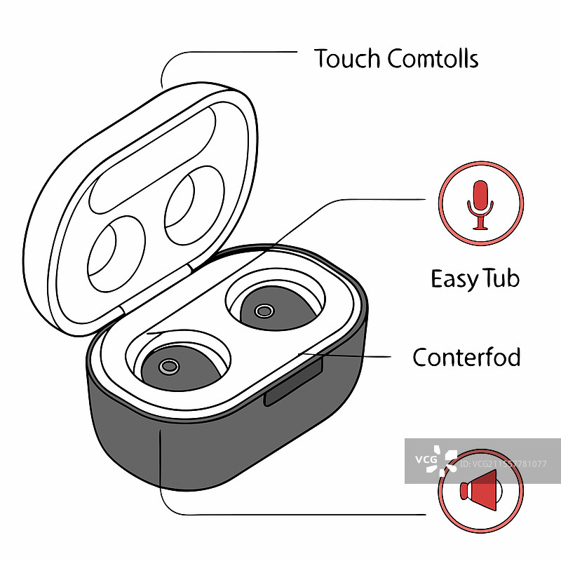 便携式无线耳塞配有时尚充电盒图片素材