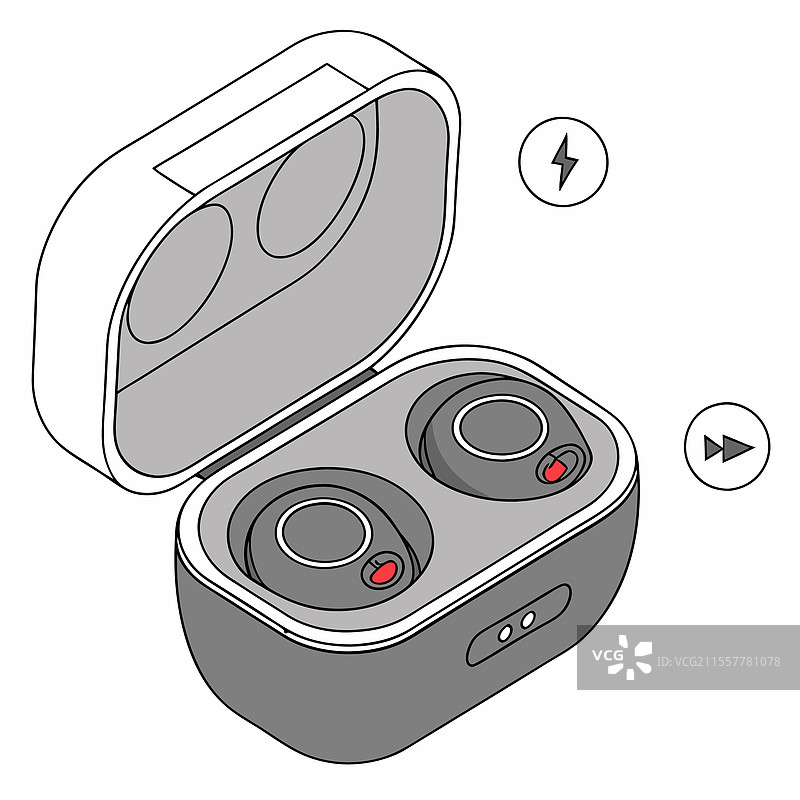 便携式无线耳塞配有时尚充电盒图片素材