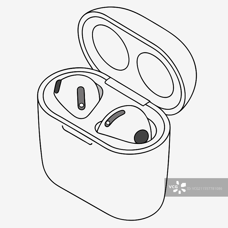 便携式无线耳塞配有时尚充电盒图片素材