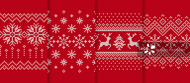 红色印花圣诞针织无缝图案集图片素材