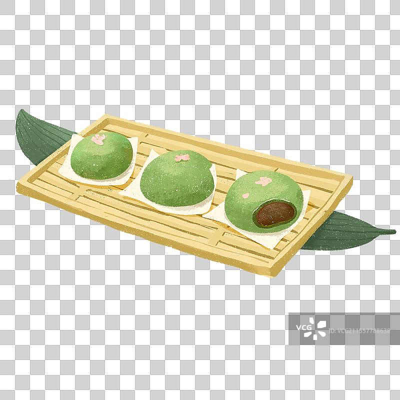 竹编盘青团节气传统食物设计元素图片素材