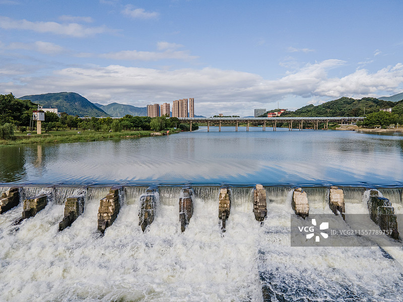 晴天莆田木兰陂的航拍图图片素材