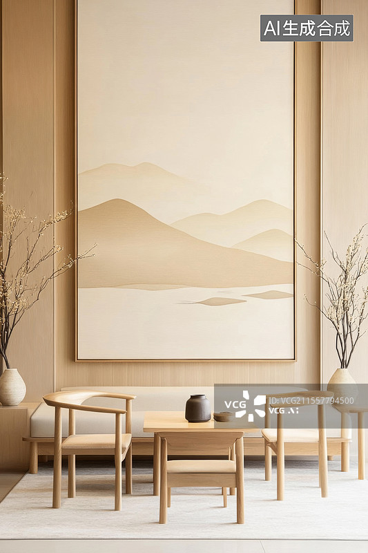 【AI数字艺术】新中式风格室内家居样板间设计图片素材