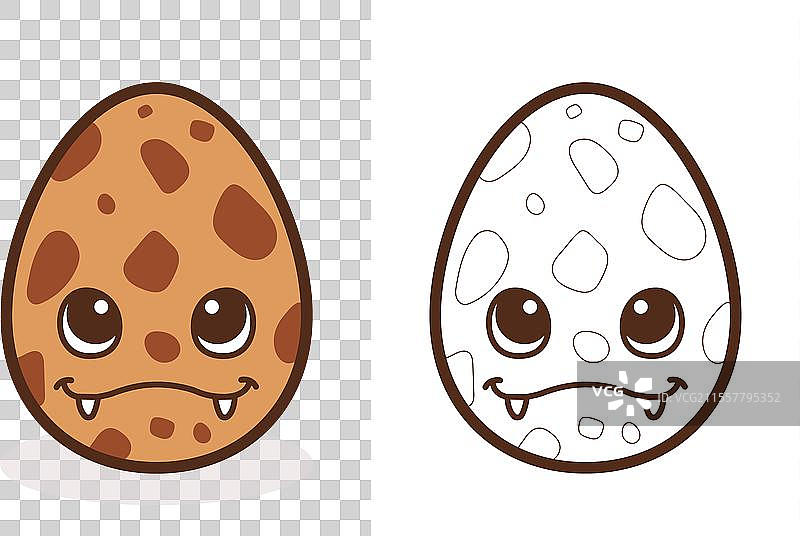 可爱的卡通恐龙蛋涂色页图片素材