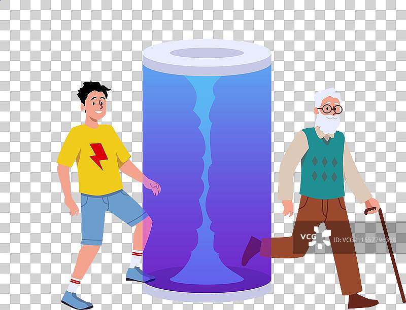 一个人穿过魔法传送门或瞬间移动图片素材