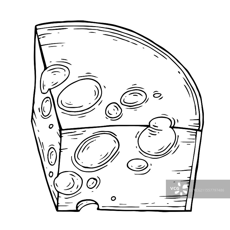 手绘墨水素描的奶酪，孤立展示图片素材