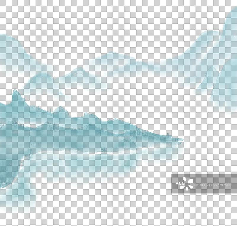 水墨渐变山脉元素图片素材