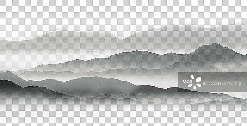 水墨渐变山脉元素图片素材