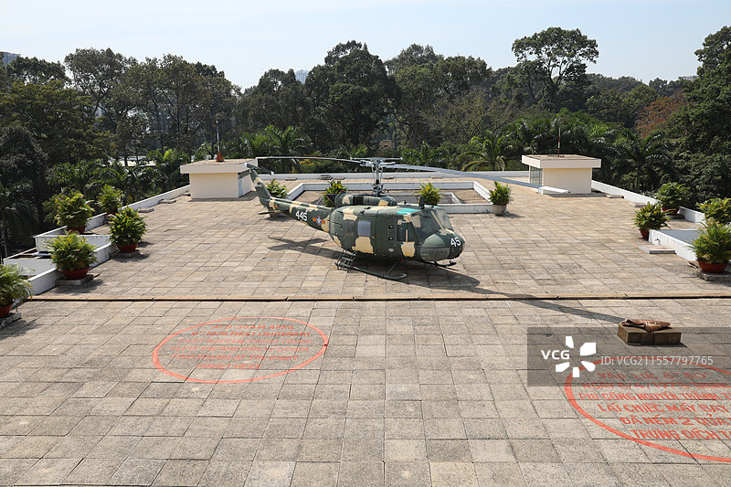 越南胡志明市统一宫直升机图片素材