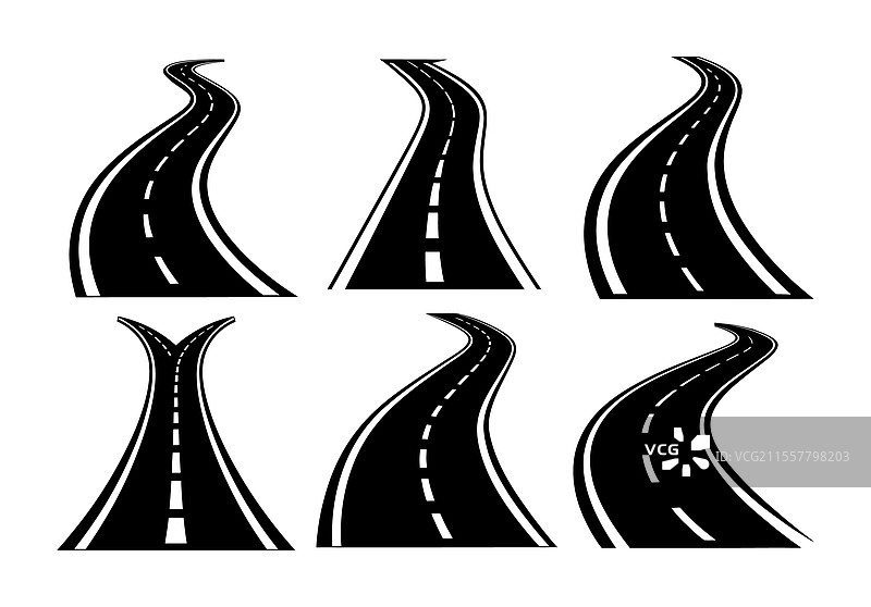 时尚的公路和高速公路轮廓集图片素材