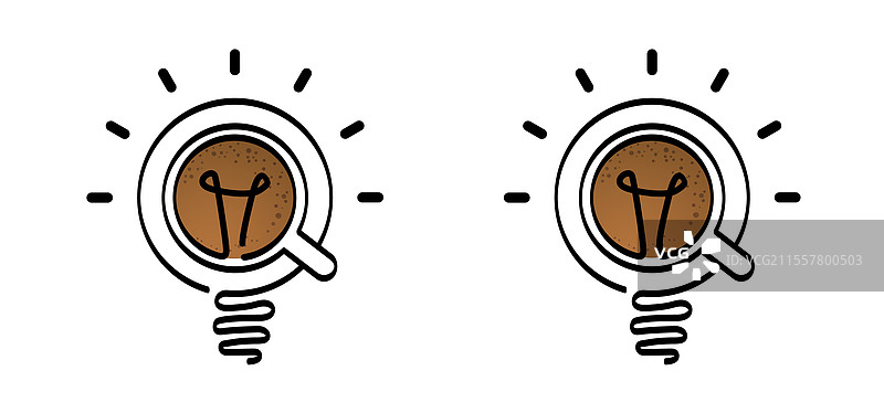 灯泡咖啡创意杯和灯具创意图片素材