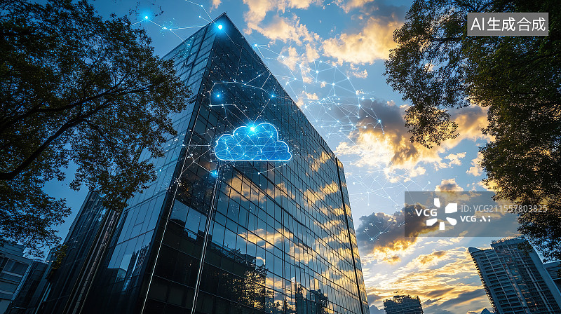 【AI数字艺术】云计算与现代建筑图片素材