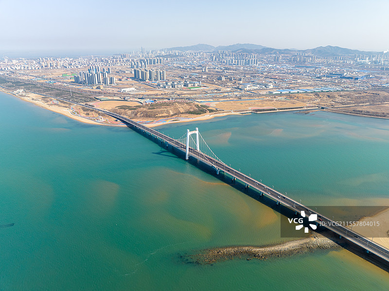 山东烟台夹河大桥 夹河入海口图片素材