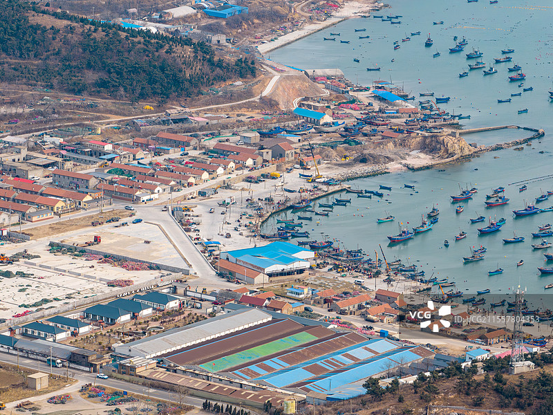山东烟台长岛 钓鱼岛海湾 渔船码头图片素材