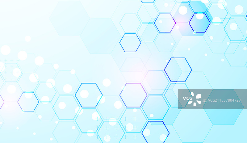 蓝色六边形的抽象科学背景图片素材
