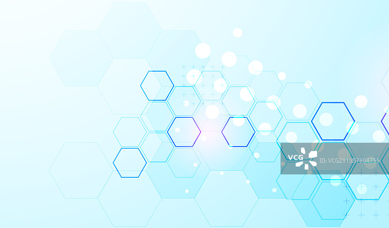 蓝色六边形的抽象科学背景图片素材