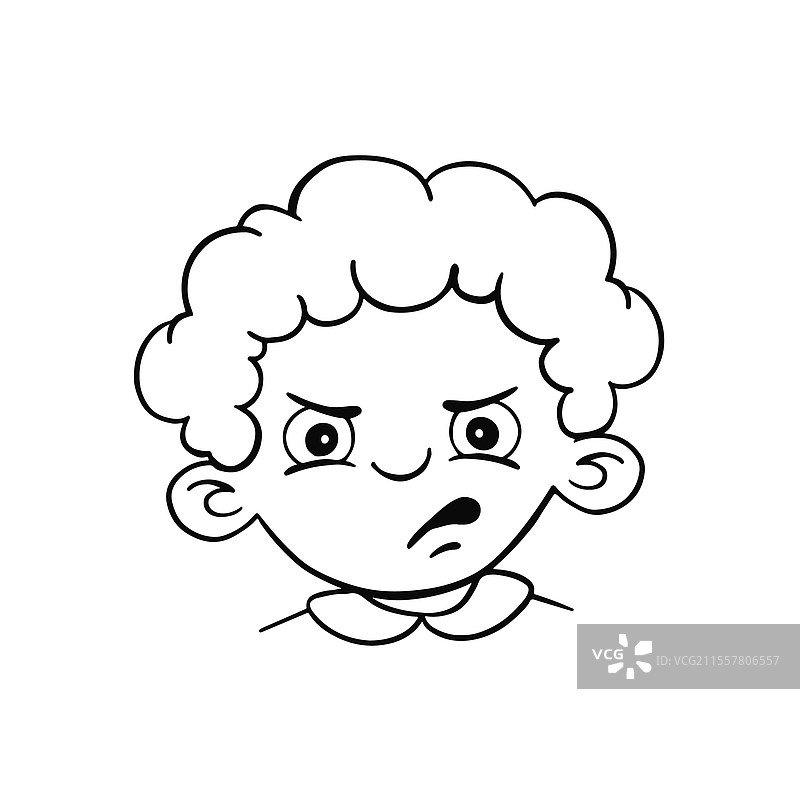 愤怒的小男孩情感头像线条图图片素材