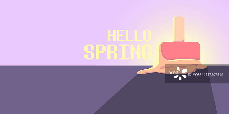 春天你好横幅，扁平设计图片素材