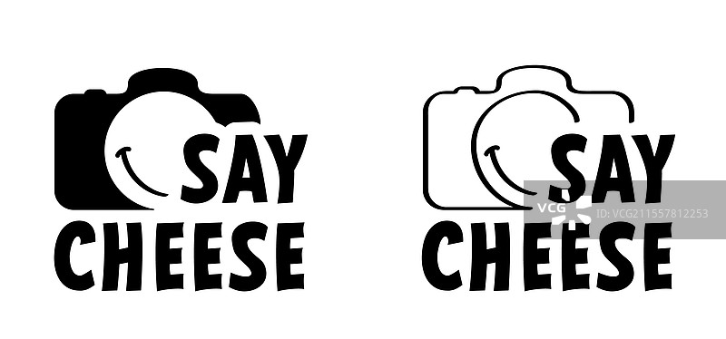 说“茄子”绘画照片相机和微笑图片素材