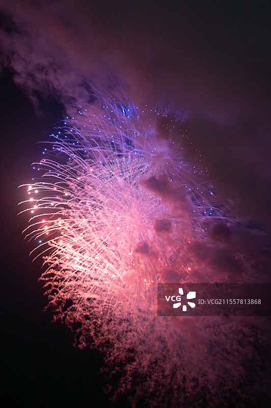 花火大会夜晚高空绽放的烟花图片素材
