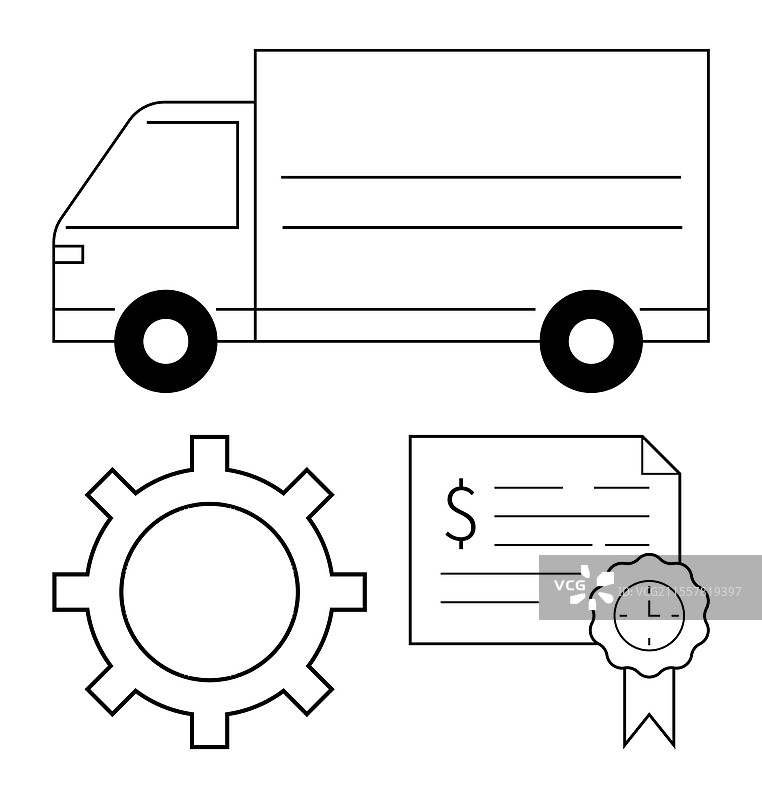 物流与配送概念，配有卡车和装备图片素材