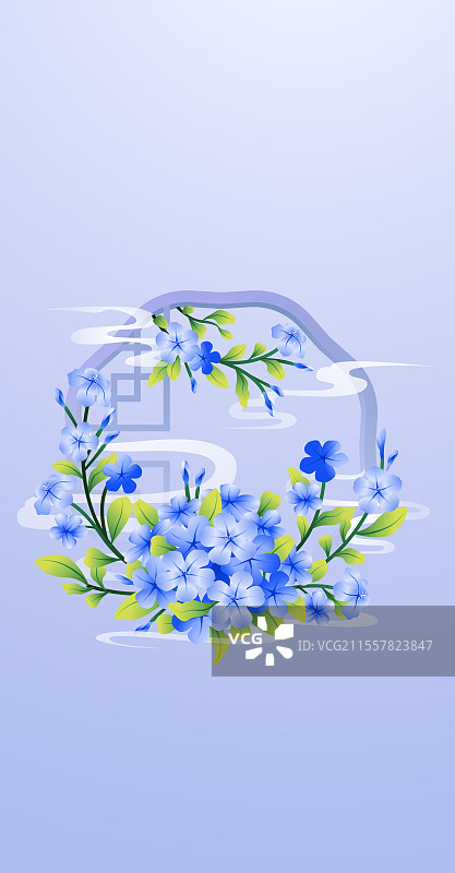 立秋花信风之蓝雪花矢量插画图片素材