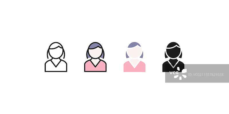女性头像图标 用户资料 极简扁平风格图片素材