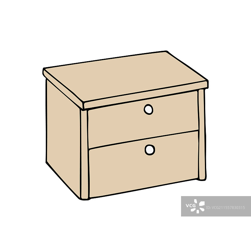 手绘涂鸦彩色床头柜图片素材