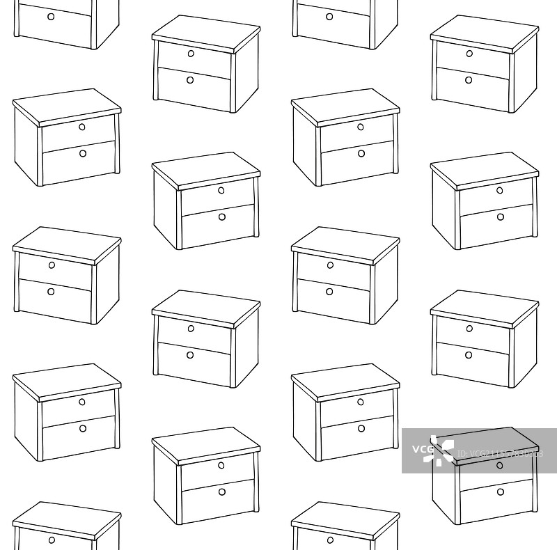 手绘床头柜的无缝图案图片素材