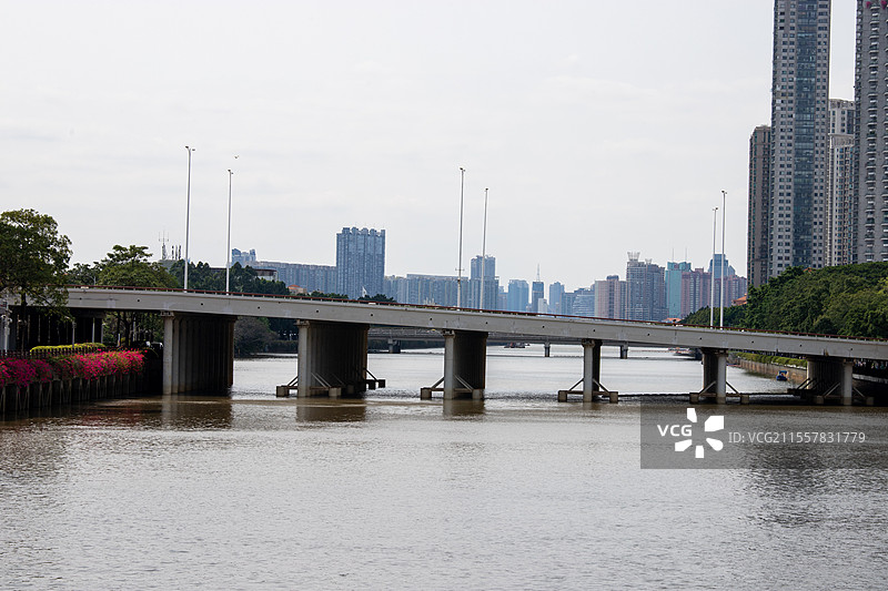 广州海珠广场城市风光与大桥图片素材
