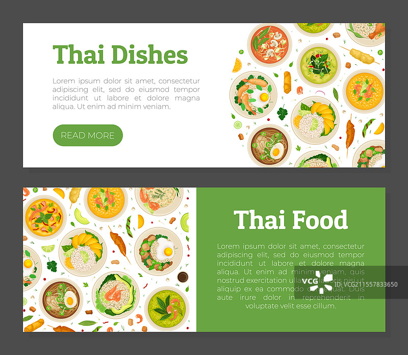 泰国美食横幅设计，配有美味的上菜餐点图片素材
