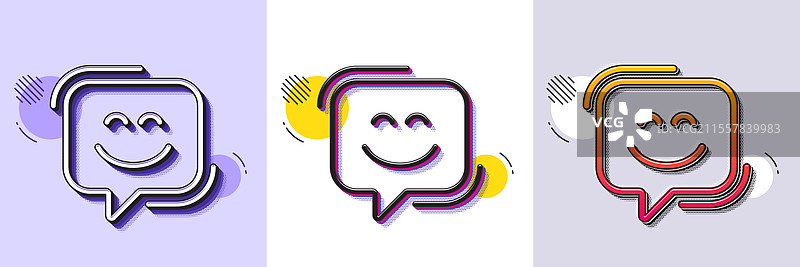 微笑脸线条图标快乐表情聊天标志图片素材