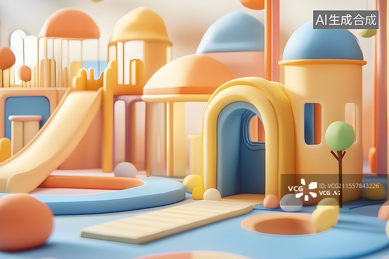 【AI数字艺术】3D卡通儿童乐园图片素材